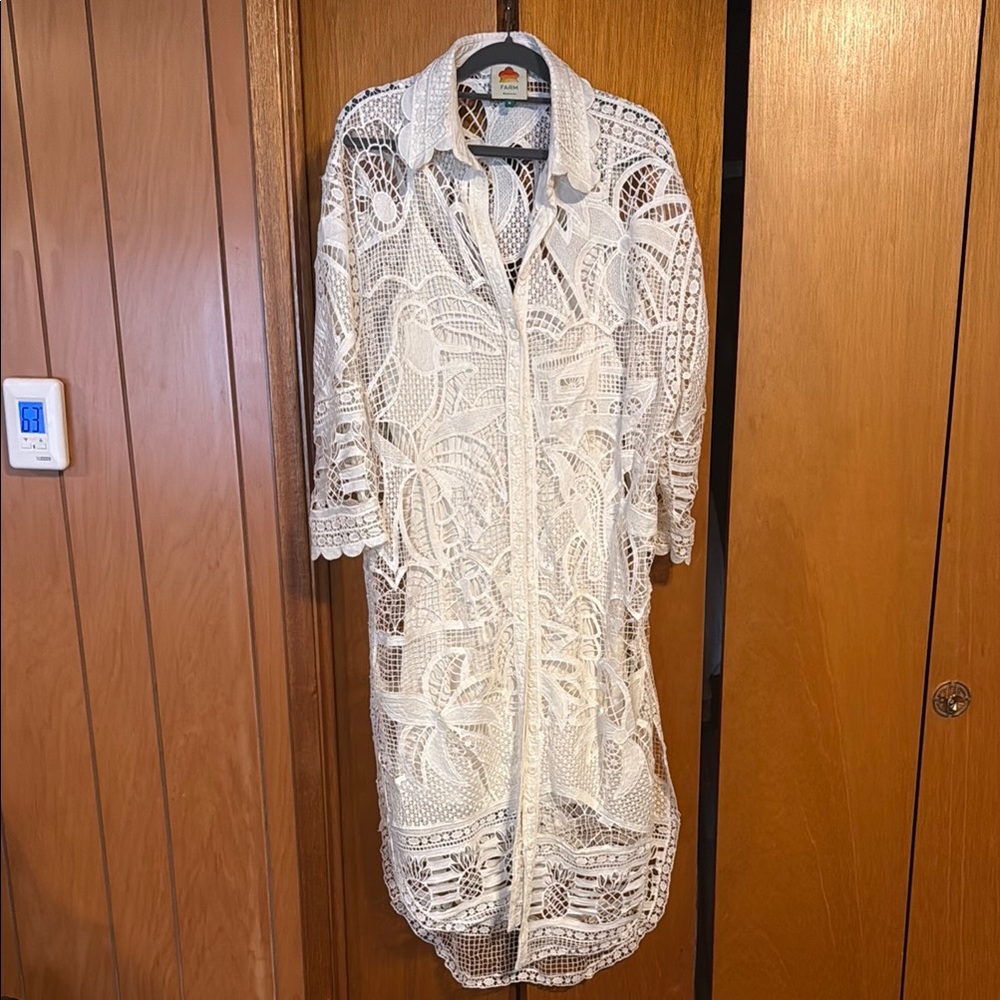 FARM Rio Guipure Lace Shirt Dress